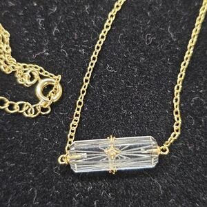 SU 925 Vermeil Crystal Lozenge Necklace with CZs